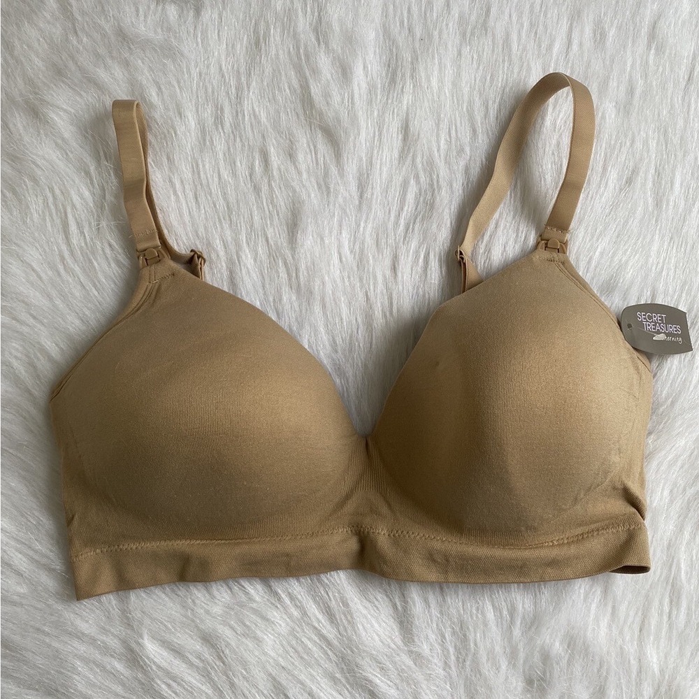 Secret Treasures Maternity Bra Women Size XL Tan Brown Wireless Seamless Nursing